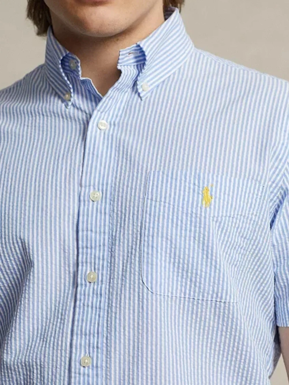 NWT Polo Ralph Lauren Men’s Seersucker Untucked Fit Short Sleeve Button Down 1XB